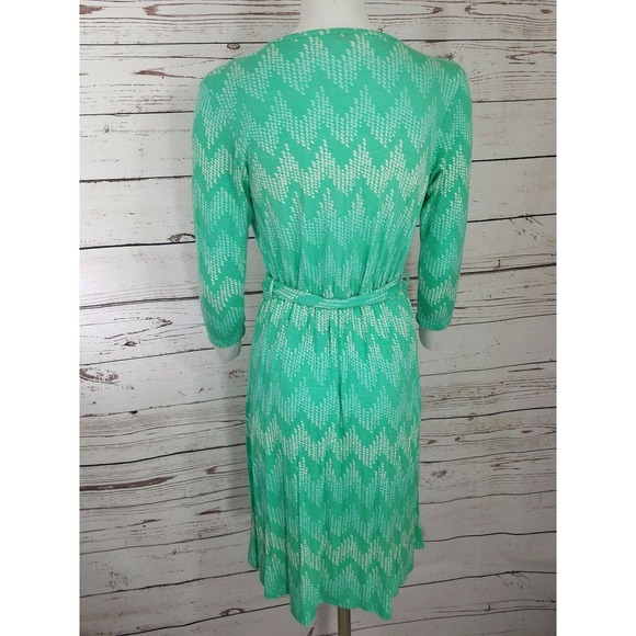 NWOT Pixley Stich Fix Ohara Green Faux Pull over Tie Waist Chevron Dress SMALL - Picture 3 of 7